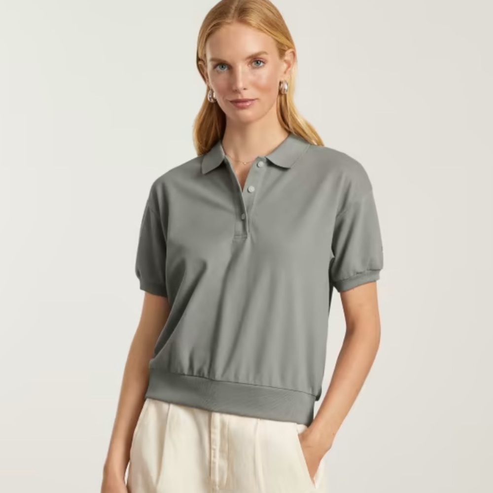 Everlane The Oversized Polo Size Small In Grey/Green